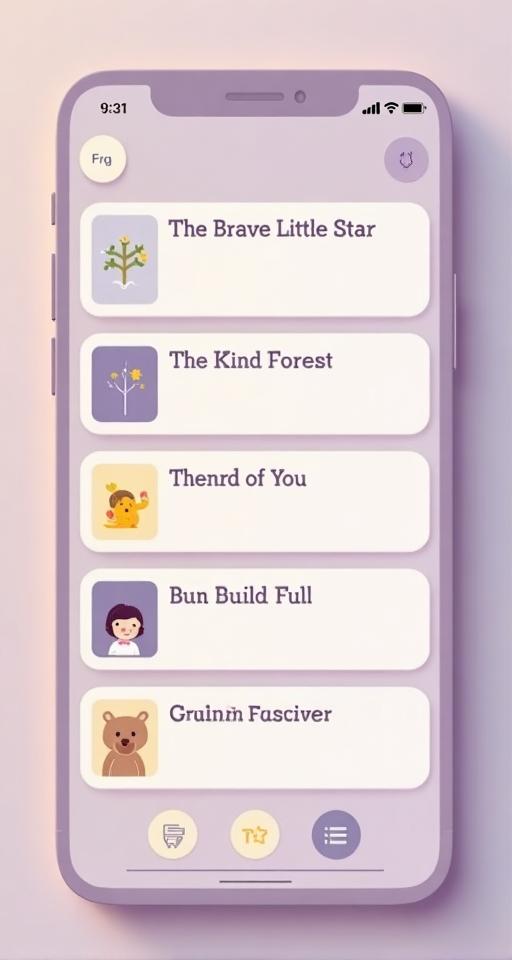 LullaBook app story selection screen