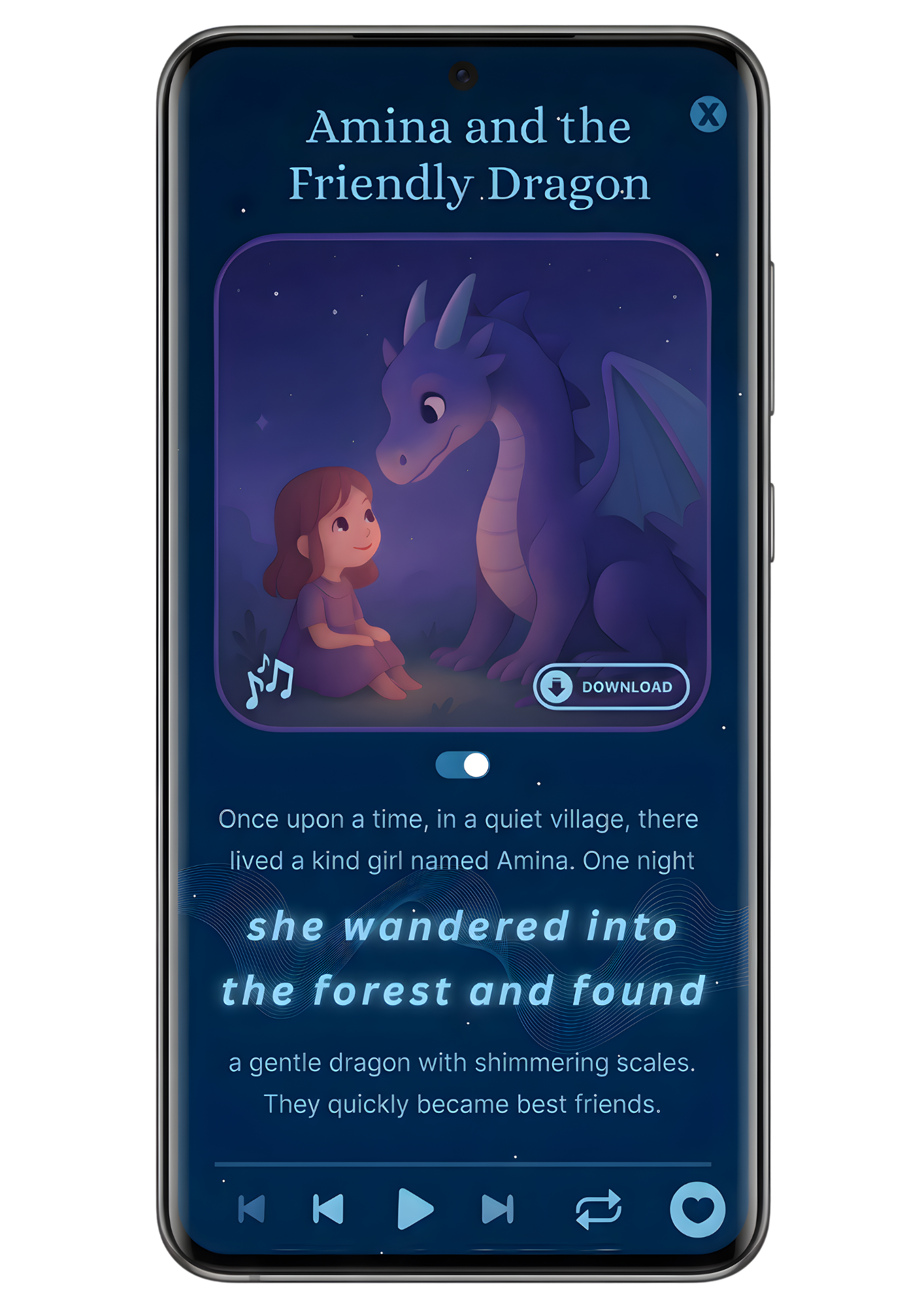 LullaBook app story selection screen